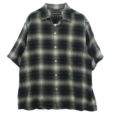 WACKO MARIA ワコマリア 25SS 25SS-WMS-OC03 OMBRE CHECK OPEN COLLAR SHIRT オンブレチェック オープンカラー 半袖シャツ ブラック系 XL【美品】【中古】