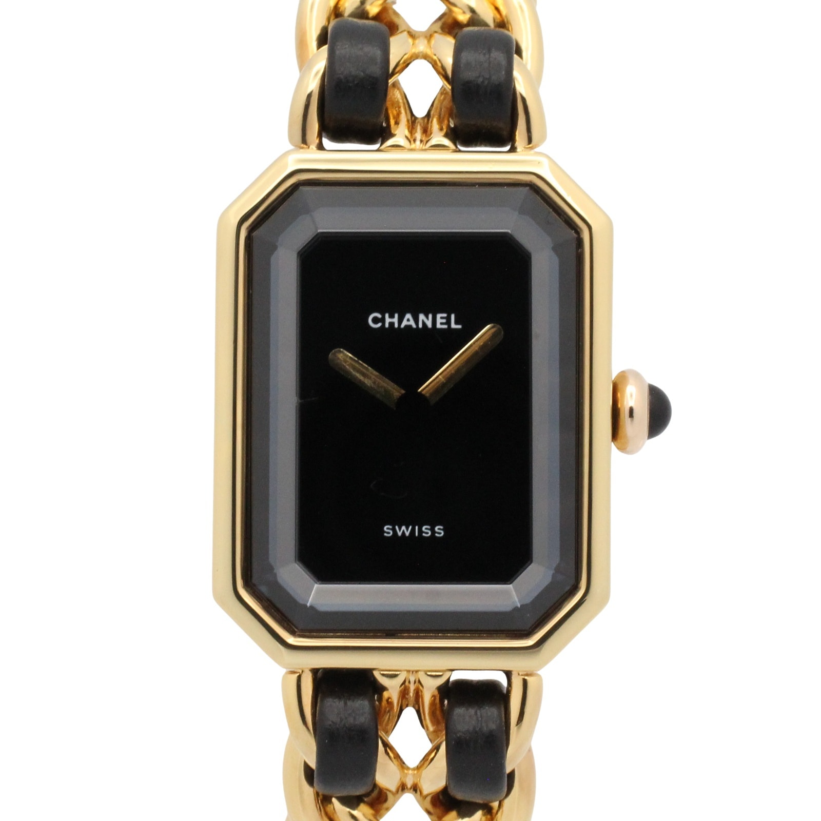 シャネル CHANEL プルミエール M 腕時計 時計 GP(ゴールドメッキ) レザー レディース ブラック系 H0001 【中古】