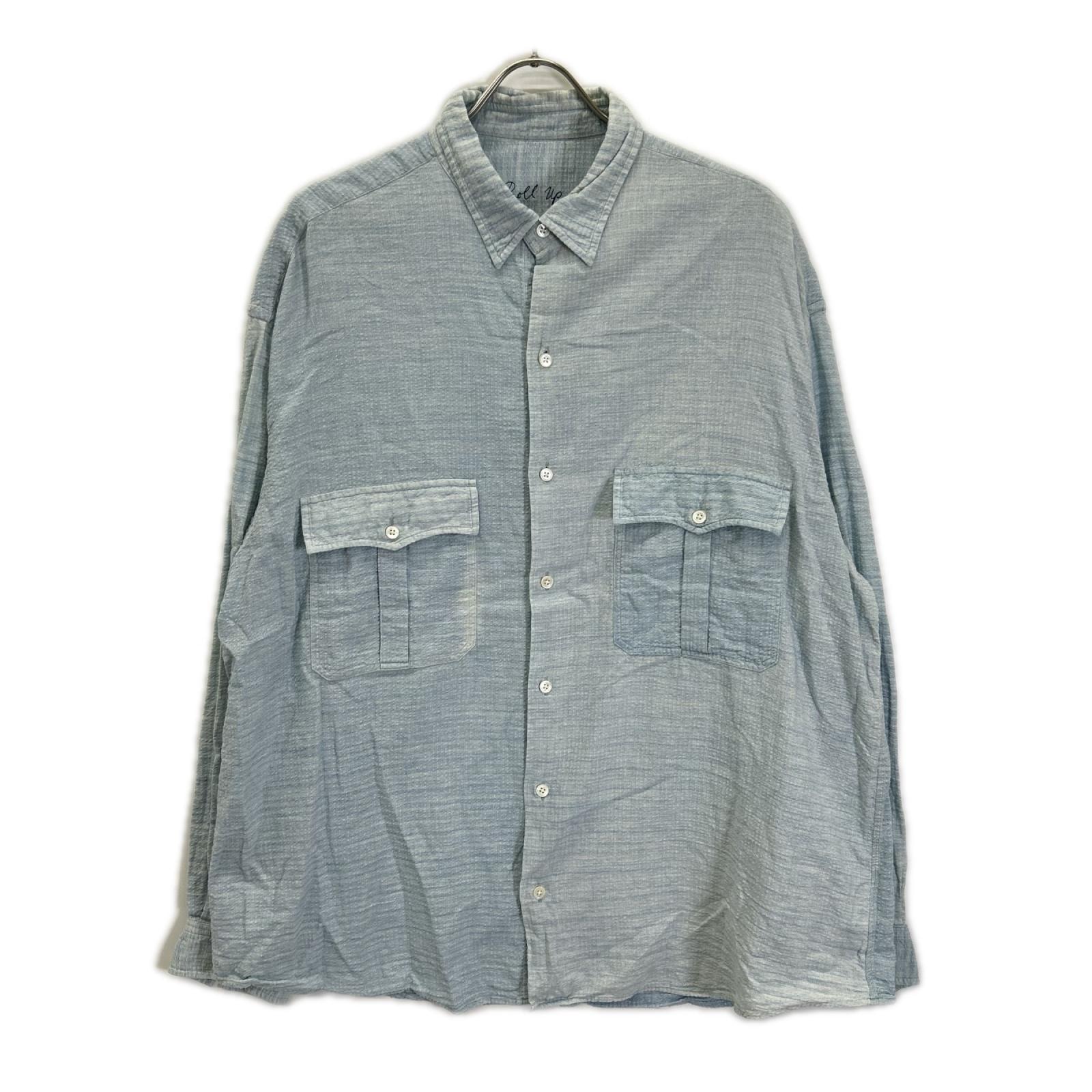 ポータークラシック ライトブルー コットン ROLL UP SHIJIRA STRIPE SHIRT XL