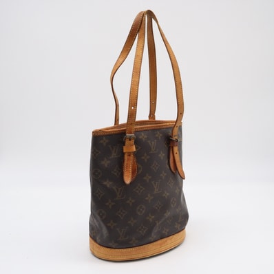 LOUIS VUITTON ルイ・ヴィトン モノグラム バケットPM M42238 ハンドバッグ ブラウン コーティングキャンバス レザー レディース