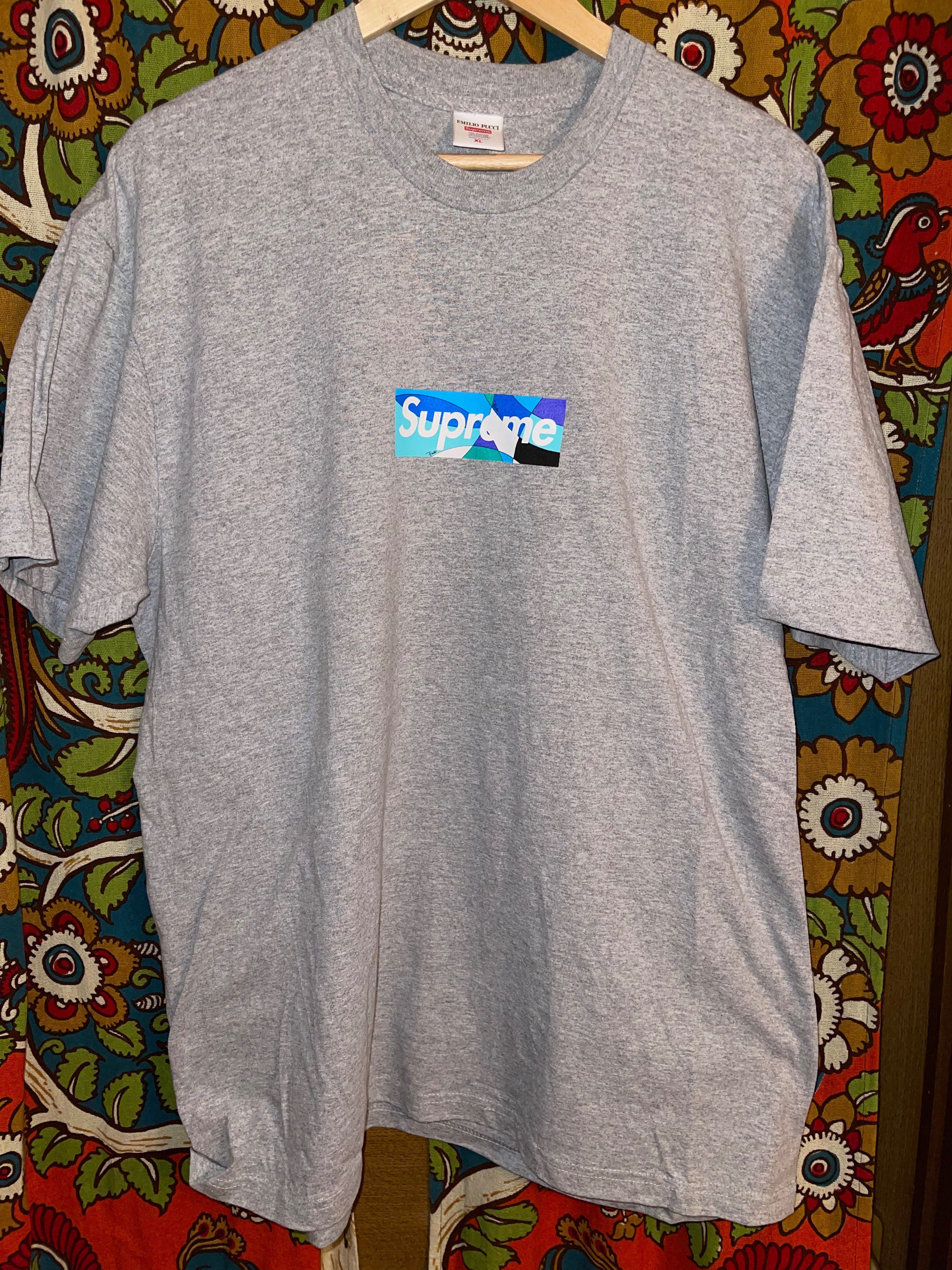 Supreme / Emilio Pucci® Box Logo Tee "Grey/Blue"