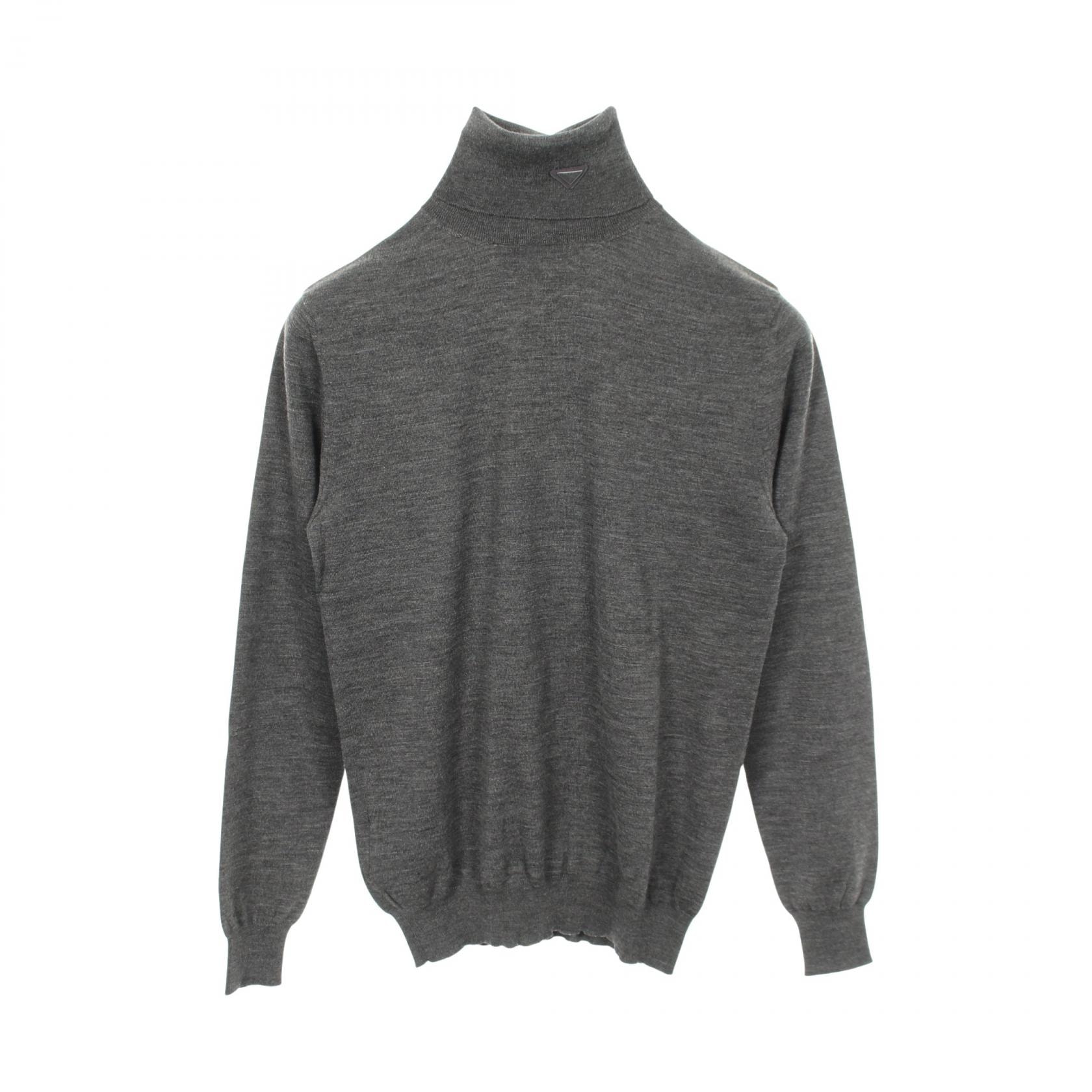 プラダ PRADA トライアングルロゴ タートルネック ニット 衣料品 トップス ウール レディース グレー系 P26439 【中古】