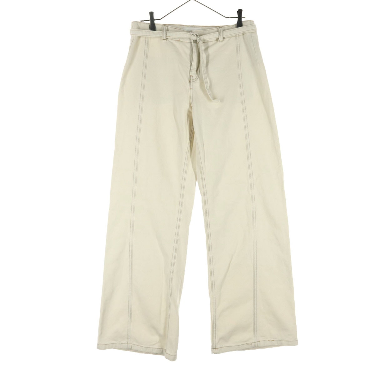 ZARA ザラ ワイドデニムパンツ 40 アイボリー ベルト付