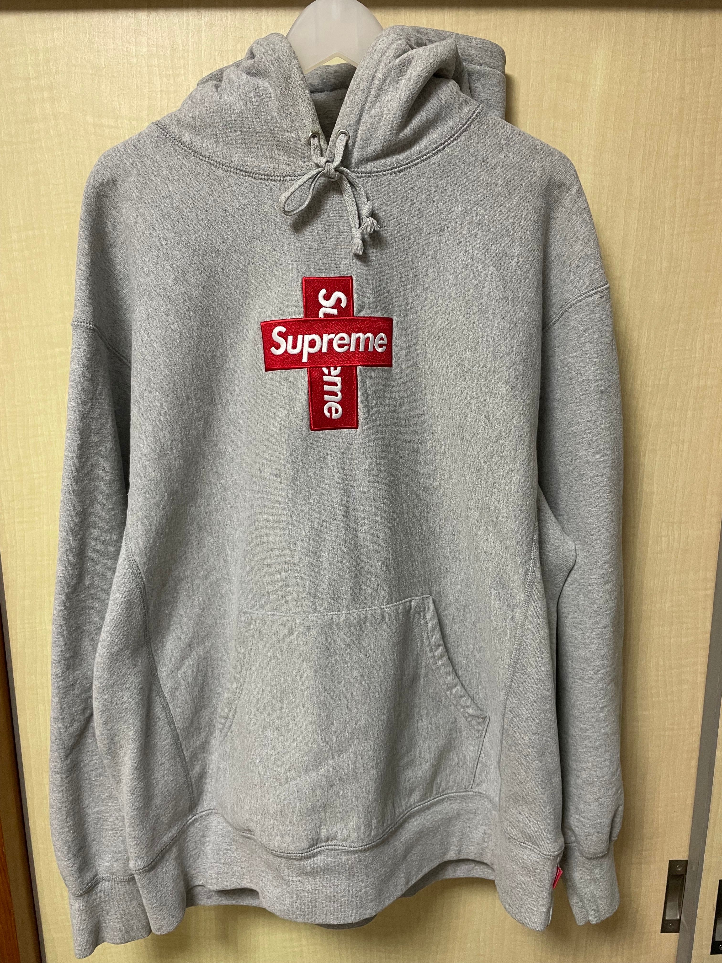 Supreme Cross Box Logo Hooded Sweatshirt "Grey"