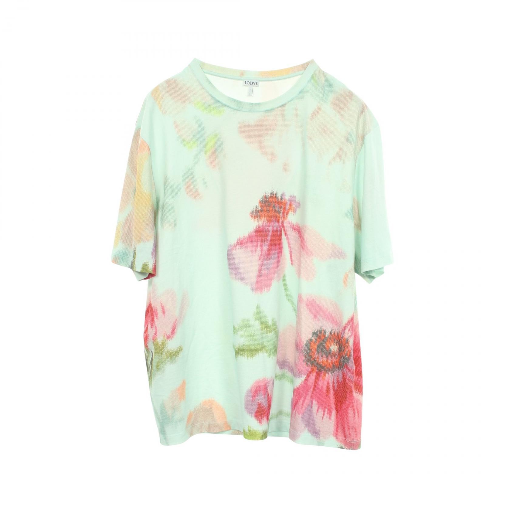 ロエベ LOEWE 花柄 半袖Tシャツ 衣料品 トップス コットン メンズ ブルー系 / マルチカラー H526Y22XCJ 【中古】