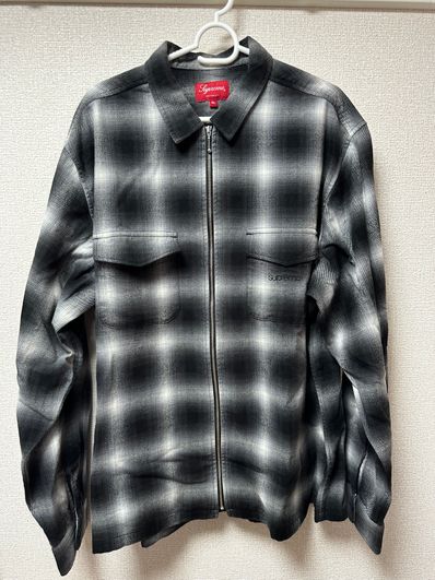 Supreme Shadow Plaid Flannel Zip Up Shirt "Black"