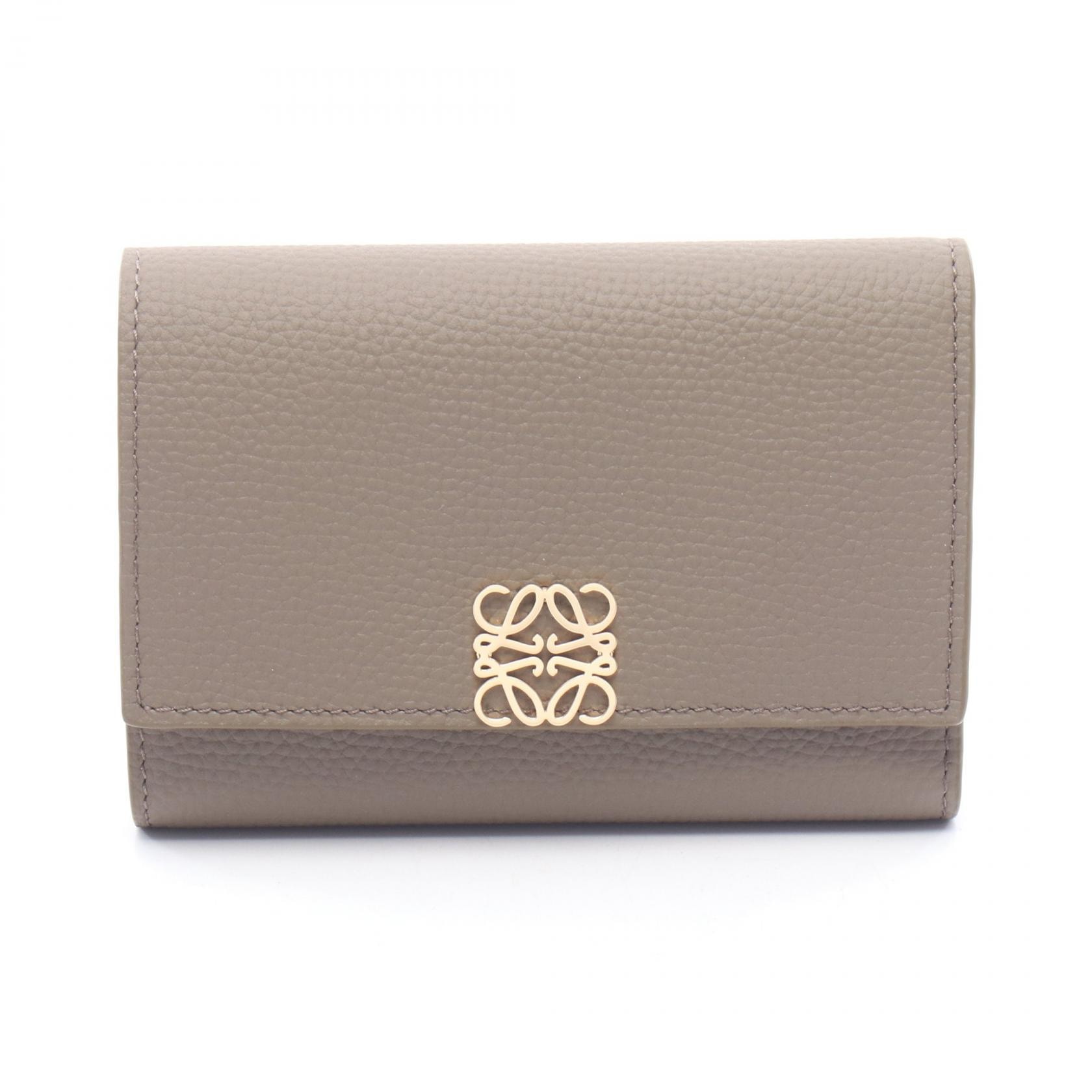 ロエベ LOEWE アナグラム バーティカル ウォレット スモール 三つ折り財布 財布 レザー レディース グレー系 C821S33X123170 【新品】