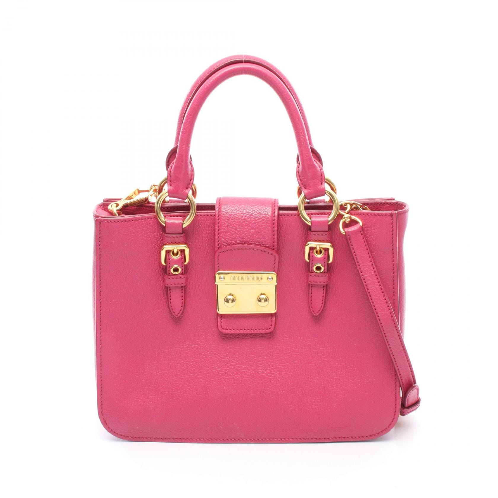 ミュウ ミュウ Miu Miu マドラス 2WAY ハンドバッグ バッグ レザー レディース ピンク系 【中古】