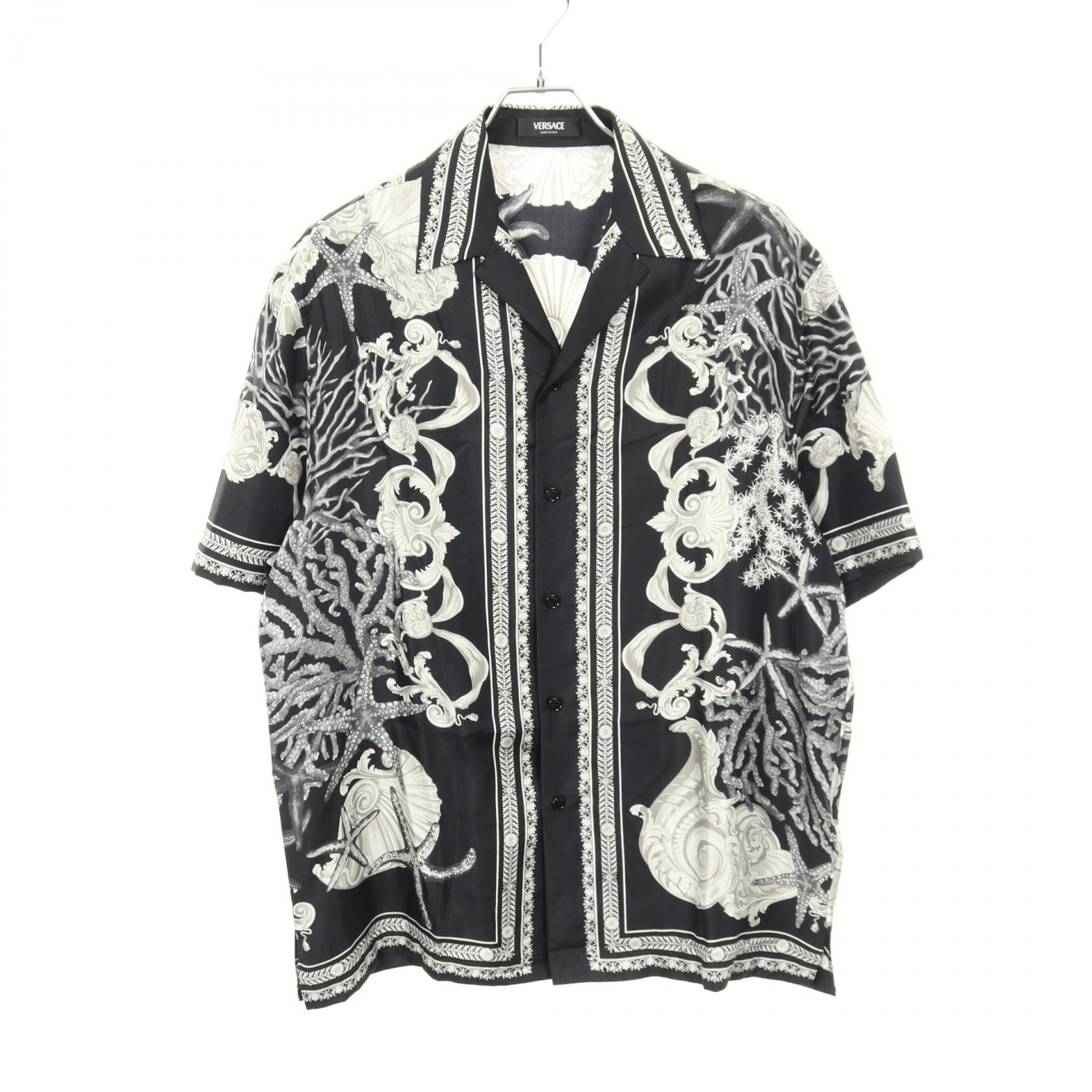 ヴェルサーチ VERSACE バッコロ シー 衣料品 トップス シルク メンズ ブラック系 / グレー系 【中古】