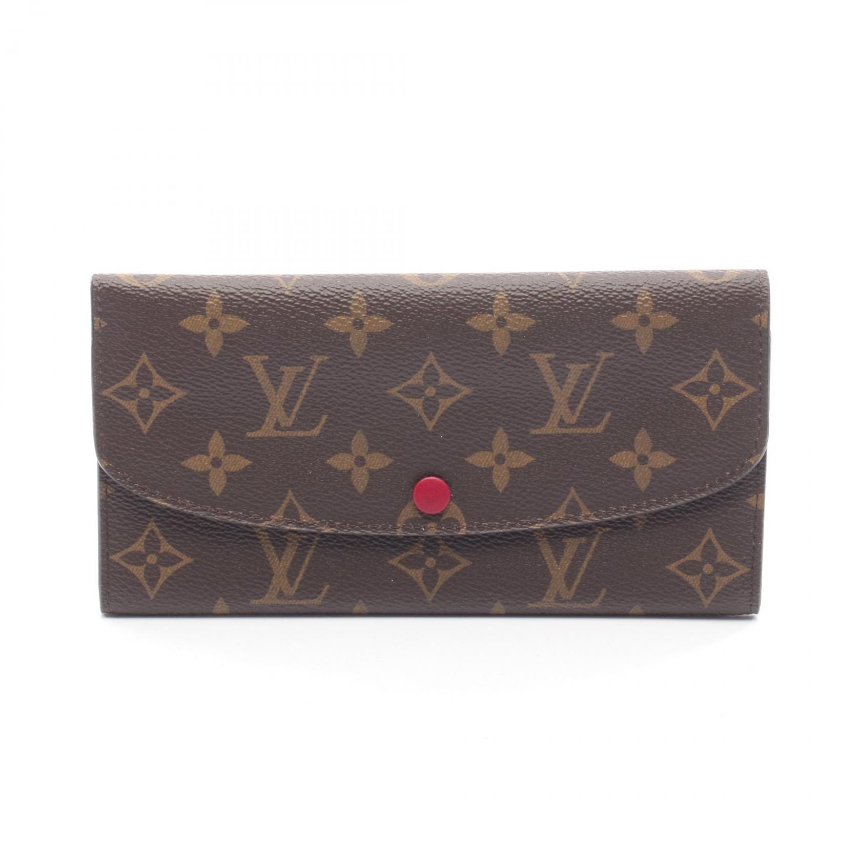 ルイ・ヴィトン LOUIS VUITTON ポルトフォイユ エミリー 二つ折り長財布 財布 レザー PVC モノグラム フューシャ レディース ブラウン系 / ピンク系 M60697 【中古】