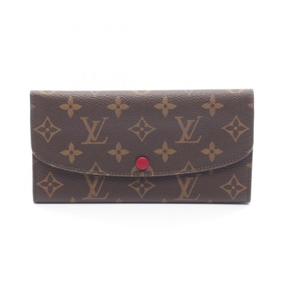 ルイ・ヴィトン LOUIS VUITTON ポルトフォイユ エミリー 二つ折り長財布 財布 レザー PVC モノグラム フューシャ レディース ブラウン系 / ピンク系 M60697 【中古】