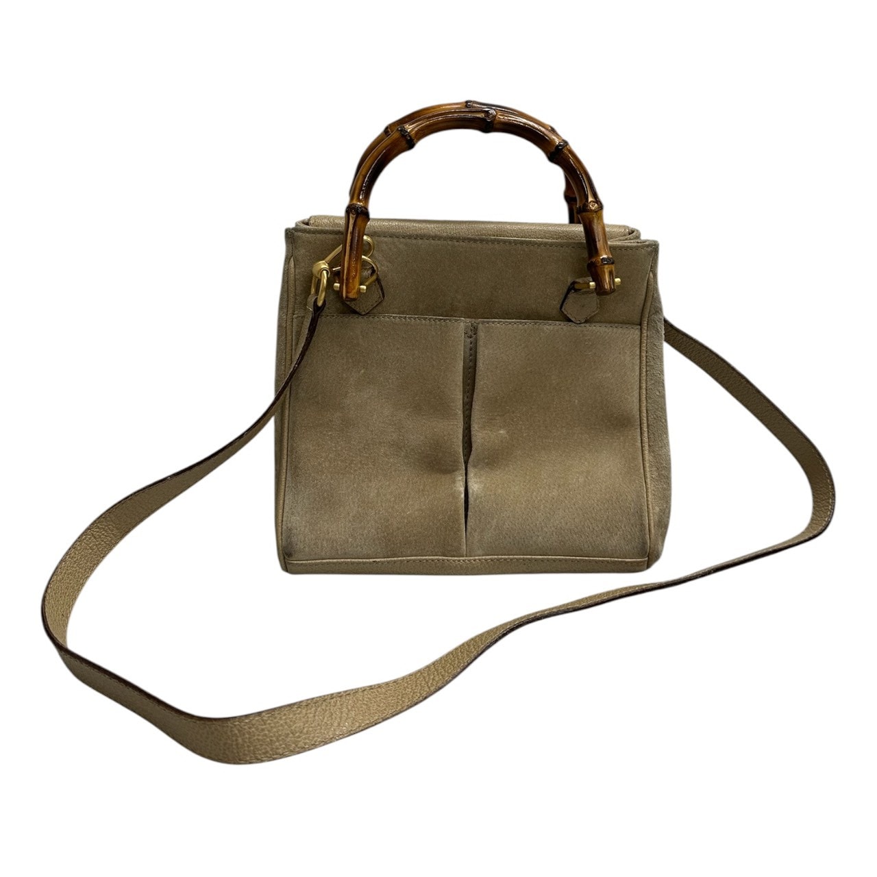 GUCCI グッチ ヴィンテージ オールドグッチ バンブー ベージュ ゴールド金具 レザー ハンドバッグ ショルダーバッグ S1-00114 【中古】