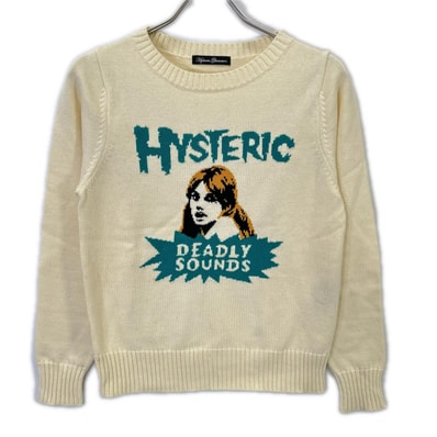 ヒステリックグラマー 0163NS24 アイボリー DEADLY SOUNDS 編込 プルオーバー