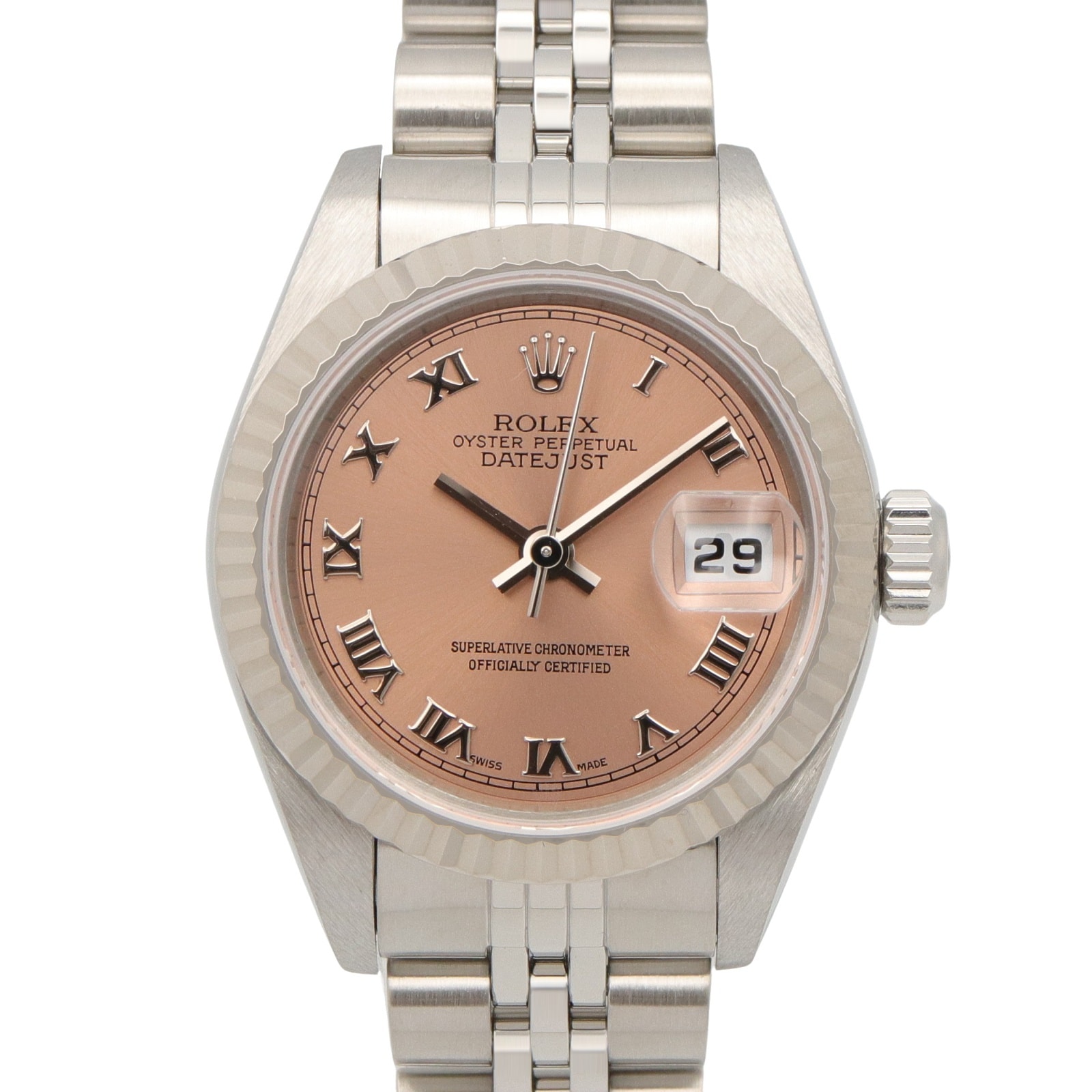 ロレックス ROLEX デイトジャスト P番 腕時計 時計 K18WG(ホワイトゴールド) ステンレススチール レディース ピンク系 バー 79174 【中古】