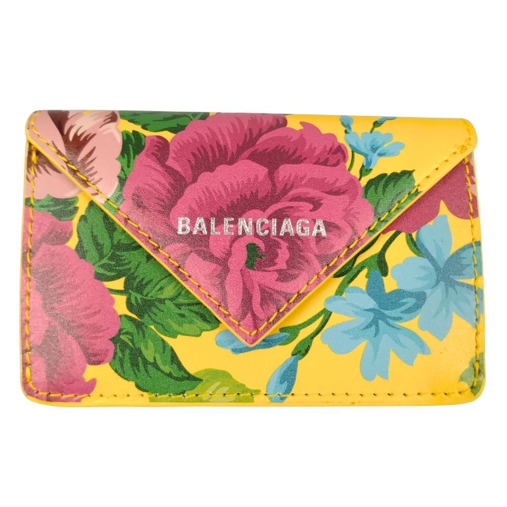 BALENCIAGA フラワーパターン ペーパーミニウォレット　バレンシアガ 三つ折り財布ブームの火付け役、バレンシアガのお財布に