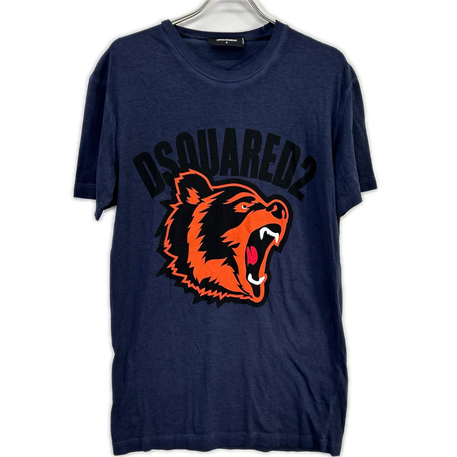 ディースクエアード S74GD0584 S21600 19AW Cool Fit ネイビー タイガーロゴプリント Tシャツ S