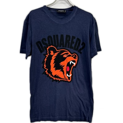 ディースクエアード S74GD0584 S21600 19AW Cool Fit ネイビー タイガーロゴプリント Tシャツ S