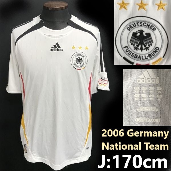 希少品★adidas★2006/サッカー/ドイツ代表/レプリカユニフォーム/半袖Tシャツ【170cm/白×黒】Germany National Team/Tops/Shirts◆cBH816