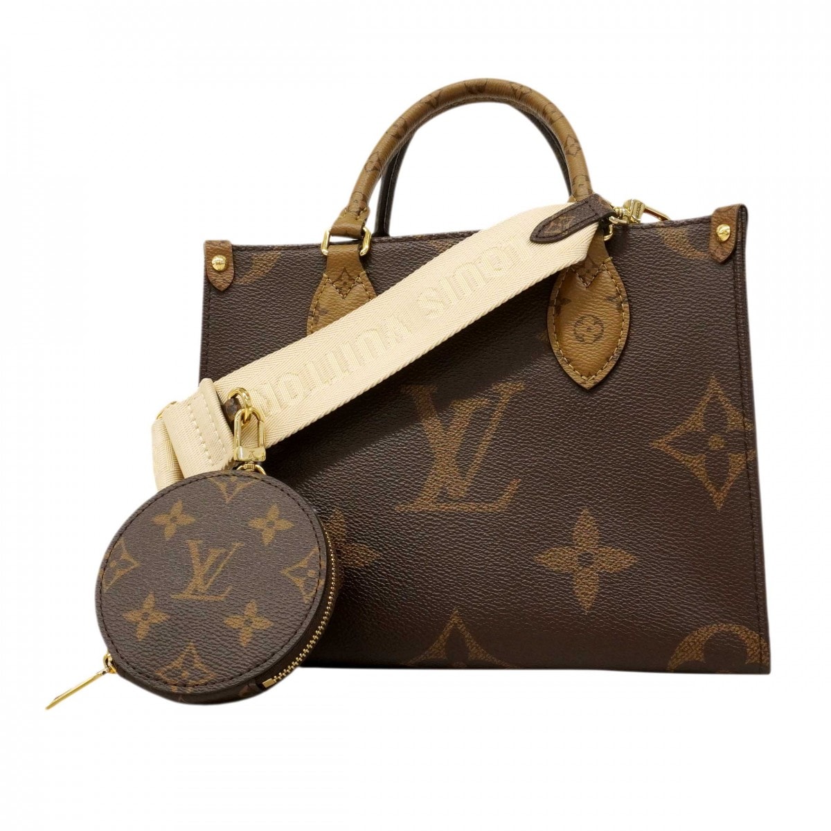 【6dc3699】ルイヴィトン ハンドバッグ モノグラム・ジャイアント リバース オンザゴーPM M46373 ブラウン 2wayバッグ【中古】レディース