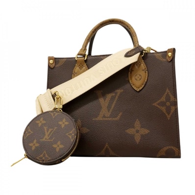 【6dc3699】ルイヴィトン ハンドバッグ モノグラム・ジャイアント リバース オンザゴーPM M46373 ブラウン 2wayバッグ【中古】レディース