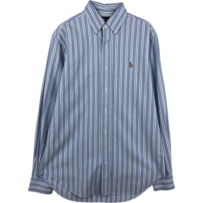 古着 ラルフローレン Ralph Lauren CLASSIC FIT マルチストライプ 長袖 ボタンダウンストライプシャツ メンズS相当/eaa634818