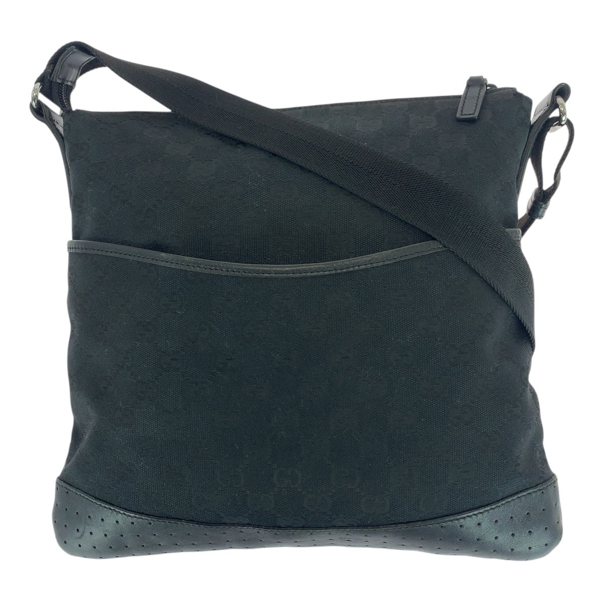 GUCCI グッチ ブラック 黒 シルバー金具 GGキャンバス レザー/ ショルダーバッグ ポシェット 505863 【中古】