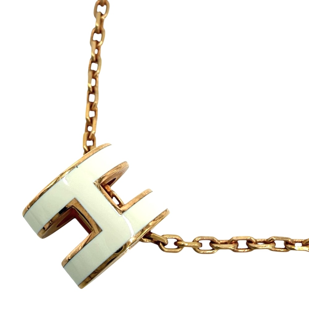 HERMES エルメス ネックレス ポップアッシュ ミニ アクセサリー メタル    オフホワイト系 ゴールド レディース 約3.0g 美品【中古品】