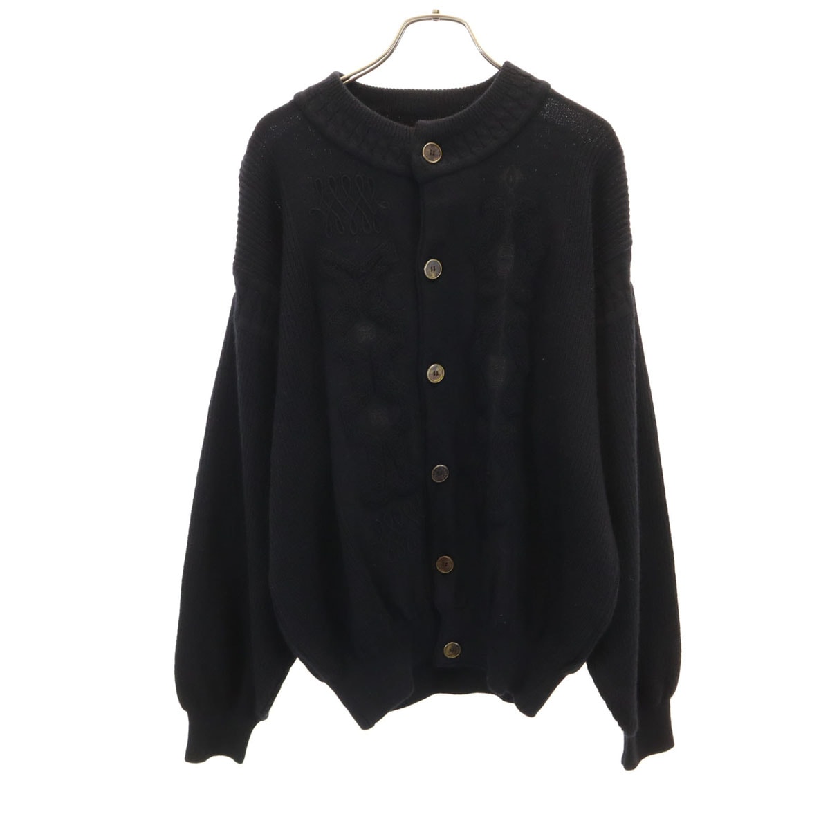 LANVIN ランバン 80s 90s ウール オールド 長袖 ニットカーディガン 48 ブラック STUDIO