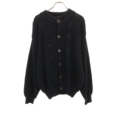 LANVIN ランバン 80s 90s ウール オールド 長袖 ニットカーディガン 48 ブラック STUDIO