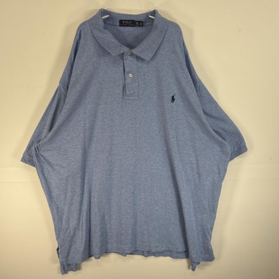 古着 ポロ・ラルフローレン POLO RALPH LAUREN 半袖 ポロシャツ ロゴ 刺繍 2ボタン 大きいサイズ 3XB BIG 水色 無地 メンズ