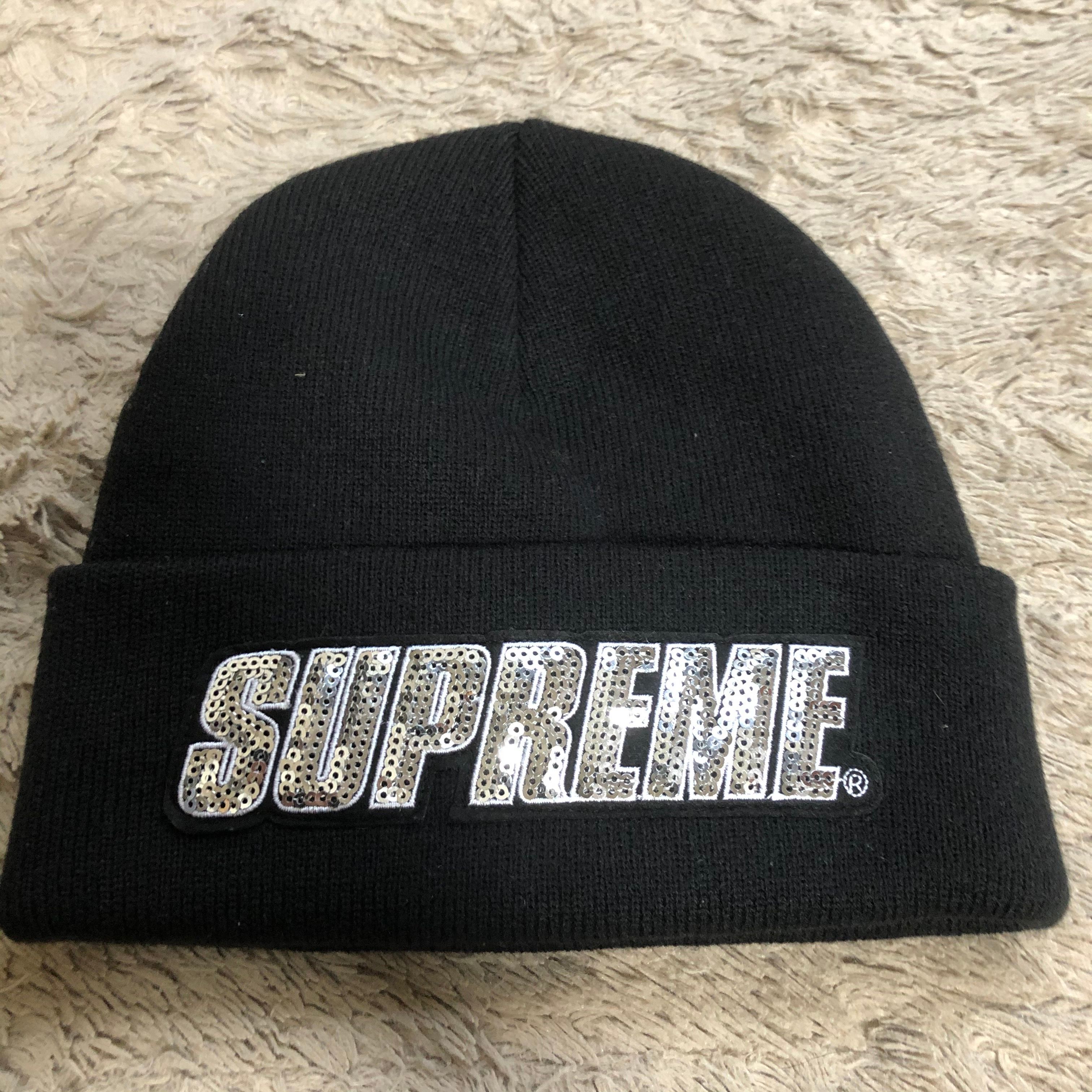 Supreme Sequin Beanie  ロゴ ビーニー ニット帽
