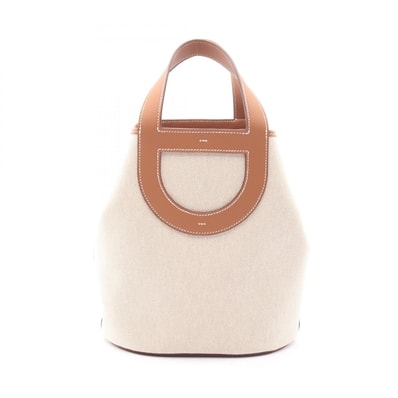 エルメス HERMES インザループ23 ハンドバッグ バッグ キャンバス レザー トワルアッシュ / ヴォースイフト トワルアッシュ エクリュ K刻印(2025年製造) レディース ベージュ系 / ブラウン系 / ゴールド 【中古】
