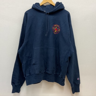 Champion【チャンピオン】NEW CITY リバースウェーブ 00s ワンポイント 刺繍 ネイビー XL