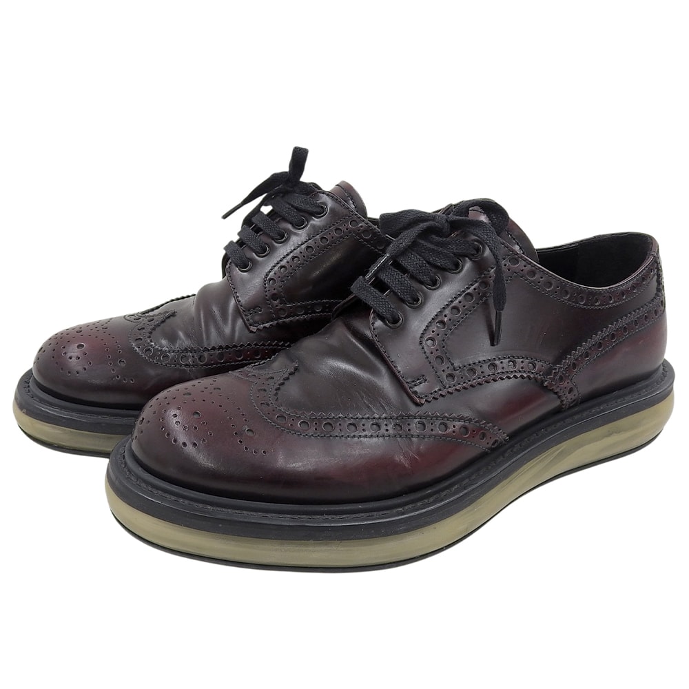 プラダ エアソール ウイングチップ シューズ メンズ バーガンディ 5 1/2 5.5