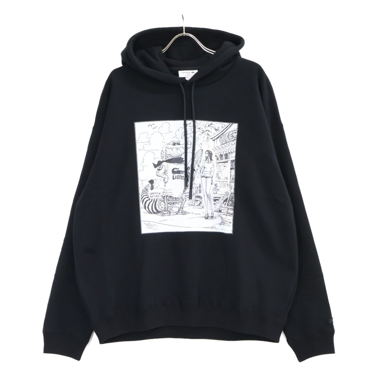 ラコステ SH5234-99 xONE PIECE ブラック Front Cover Print Hoodie 6