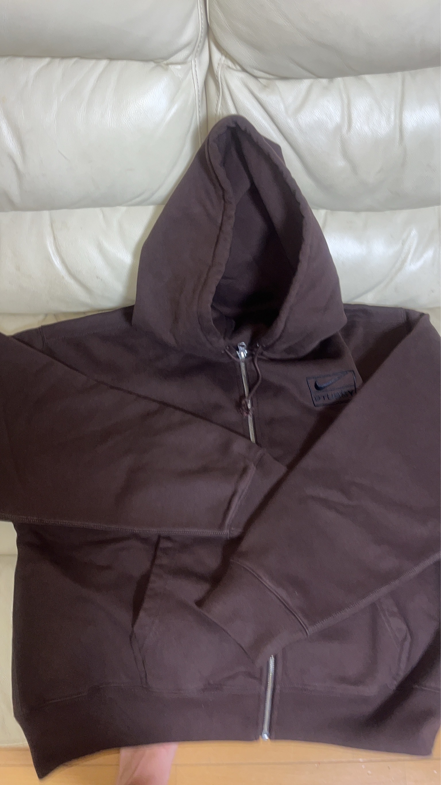 Stussy x Nike Stone Washed Fleece Zip Hoodie "Dark Cinder" (US Size) FJ9175-261