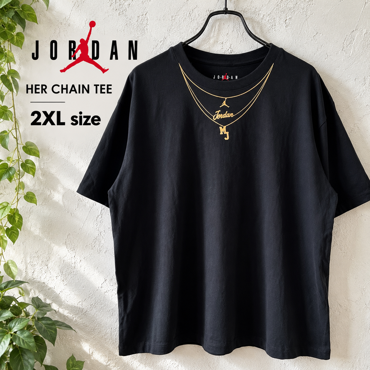 NIKE JORDAN HER CHAIN TEE WMNS 2XL チェーンロゴ 黒