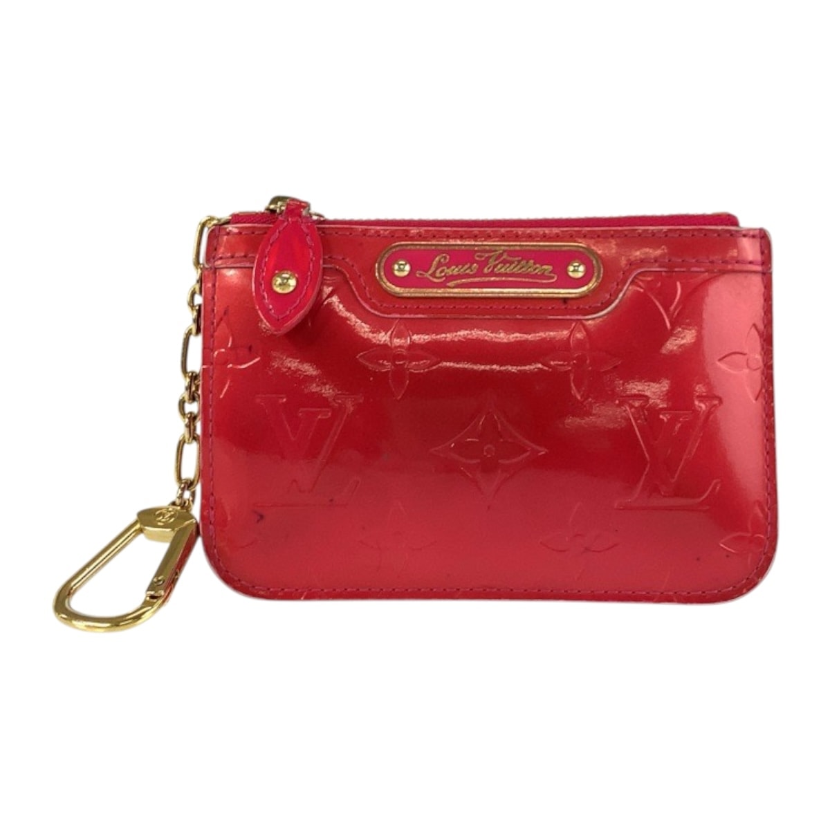 LOUIS VUITTON ルイヴィトン モノグラム ヴェルニ ポシェット クレ ピンク ゴールド金具 エナメル コインケース キーケース 601039 【中古】