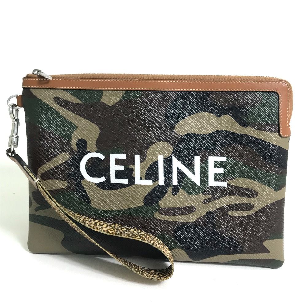 セリーヌ カモフラ レオパード ストラップ付き クラッチバッグ PVC/レザー