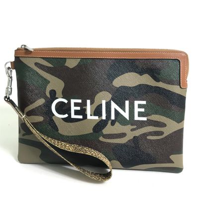 セリーヌ カモフラ レオパード ストラップ付き クラッチバッグ PVC/レザー