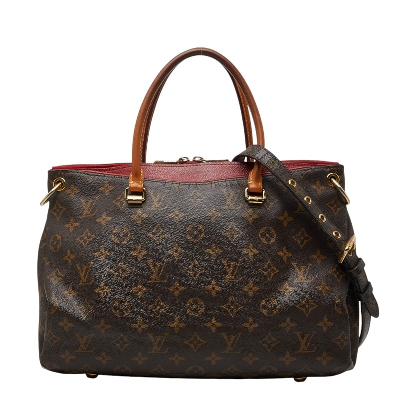 ルイ ヴィトン モノグラム パラスMM ハンドバッグ ショルダーバッグ 2WAY M41148 ブラウン レッド PVC レザー レディース LOUIS VUITTON 【中古】
