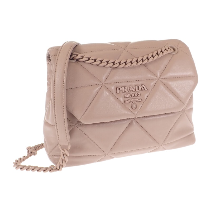 プラダ PRADA スペクトラムスモール 1BD233 ショルダーバッグ ナッパレザー ピンクベージュ レディース【中古】【ABランク】