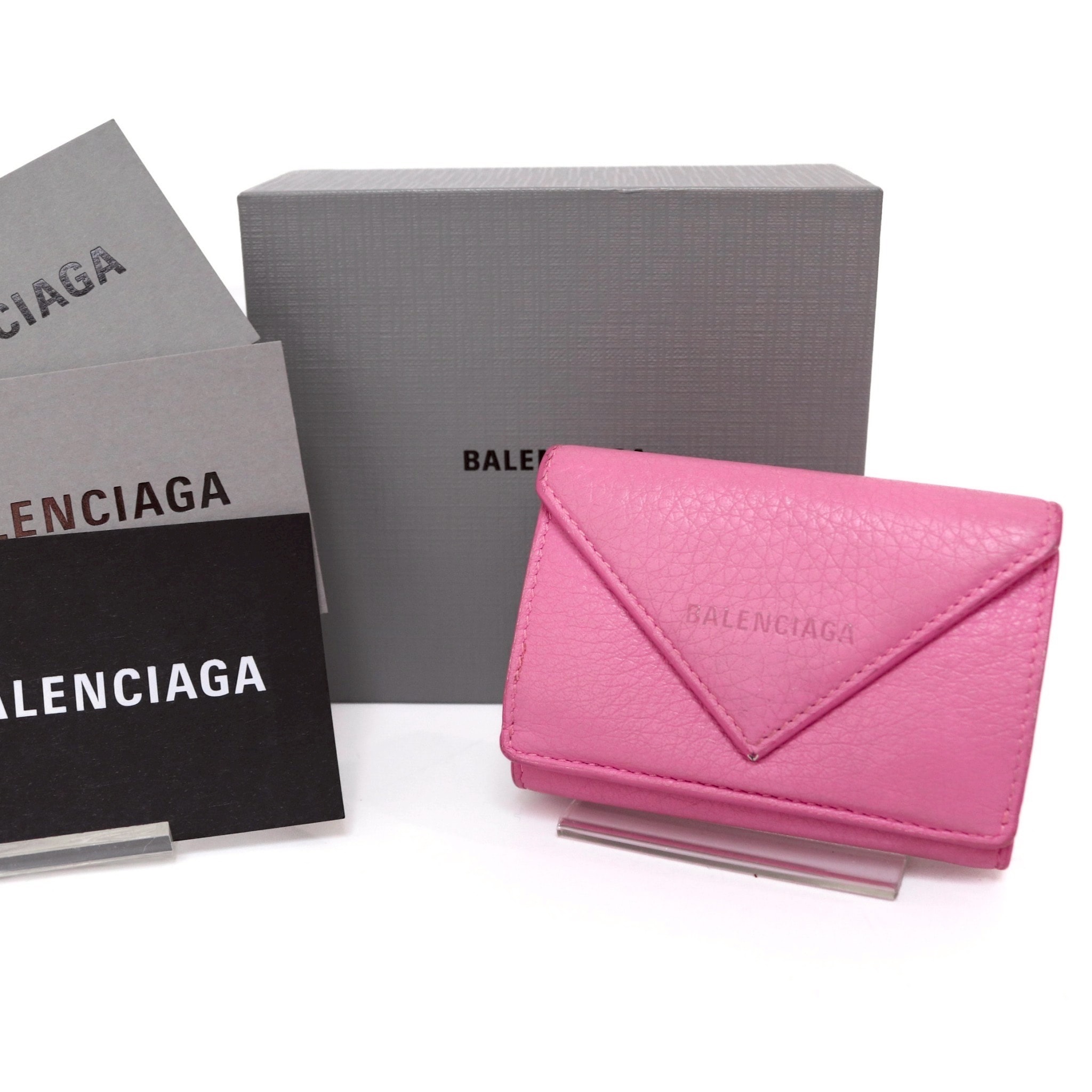 【美品】バレンシアガ ペーパー ミニウォレット ピンク 391446 財布