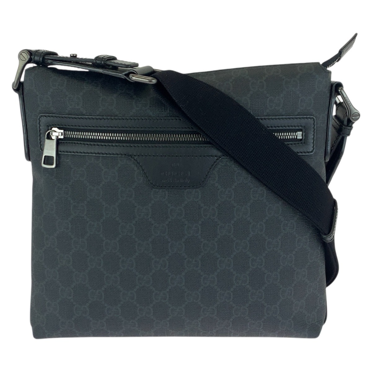 美品 GUCCI グッチ ブラック 黒 ガンメタ金具 GGスプリームキャンバス レザー/ ショルダーバッグ メッセンジャーバッグ Y601220 【中古】