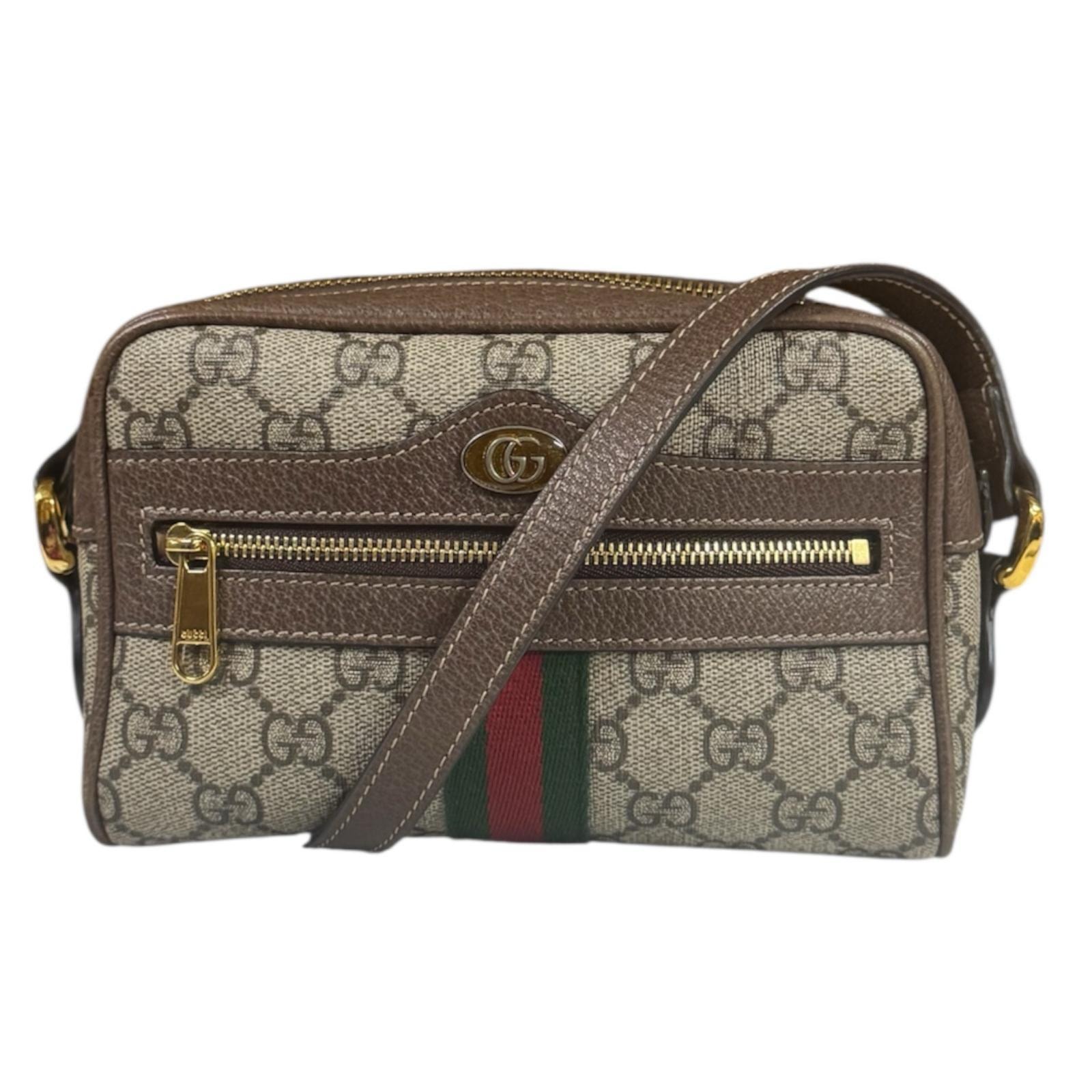 グッチ ミニバッグ オフィディア ショルダーバッグ GGスプリームキャンバス 517350 ブラウン レディース GUCCI  中古