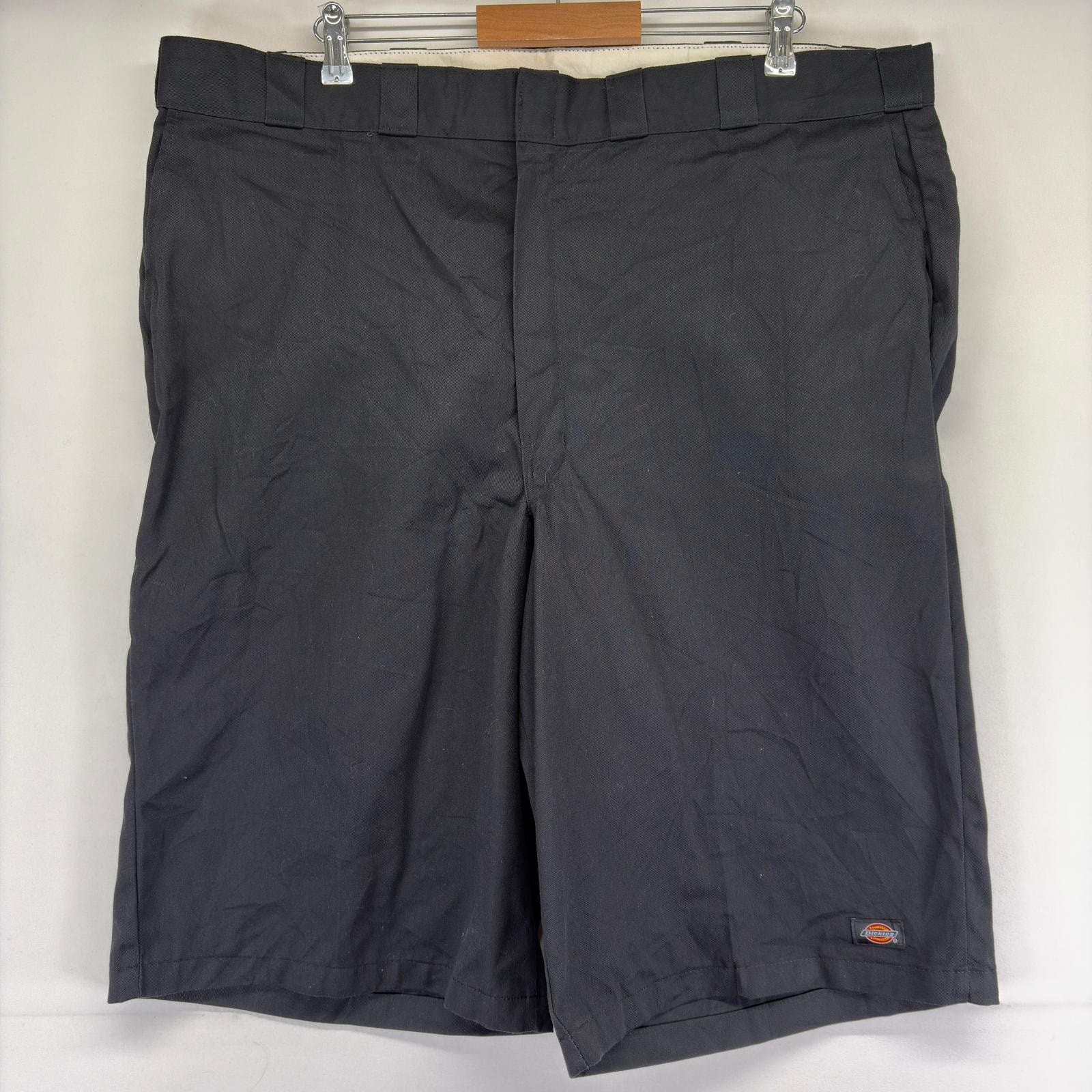 古着 ディッキーズ Dickies パンツ チノパン ワンポイントロゴ ジップ ハーフパンツ ショート ワーク 作業着 w46 ブラック系 メンズ