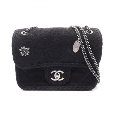 シャネル CHANEL マトラッセ エーデルワイス ショルダーバッグ バッグ ウール レディース ブラック系 【中古】