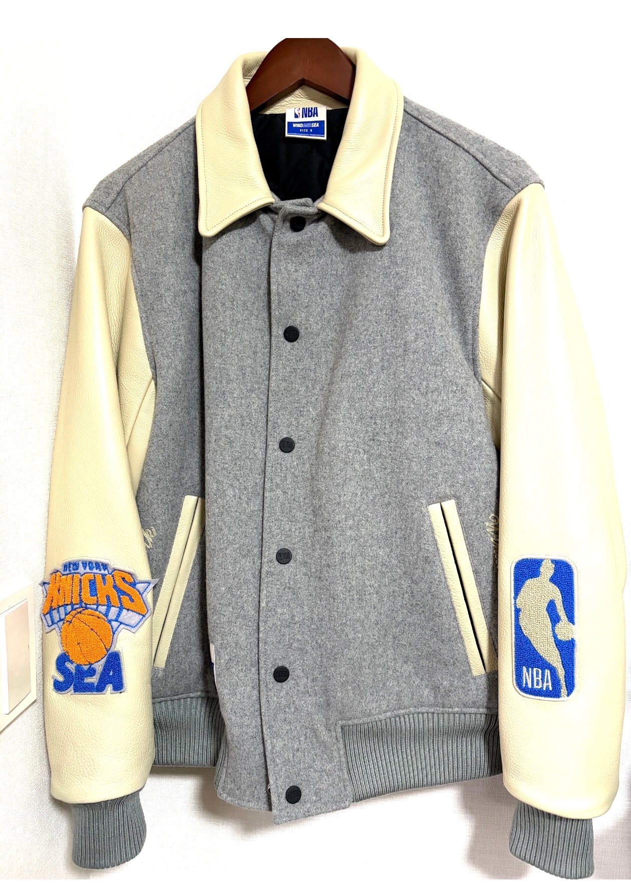 WIND AND SEA x NBA Leather Melton Jacket (New York Knicks) "NYK"