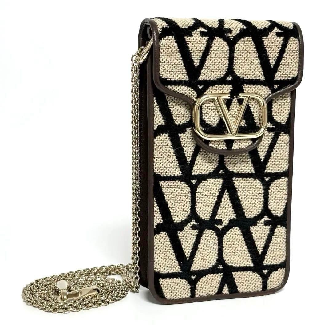【美品】ヴァレンティノ スマートフォン ショルダーバッグ ポーチ イコノグラフ