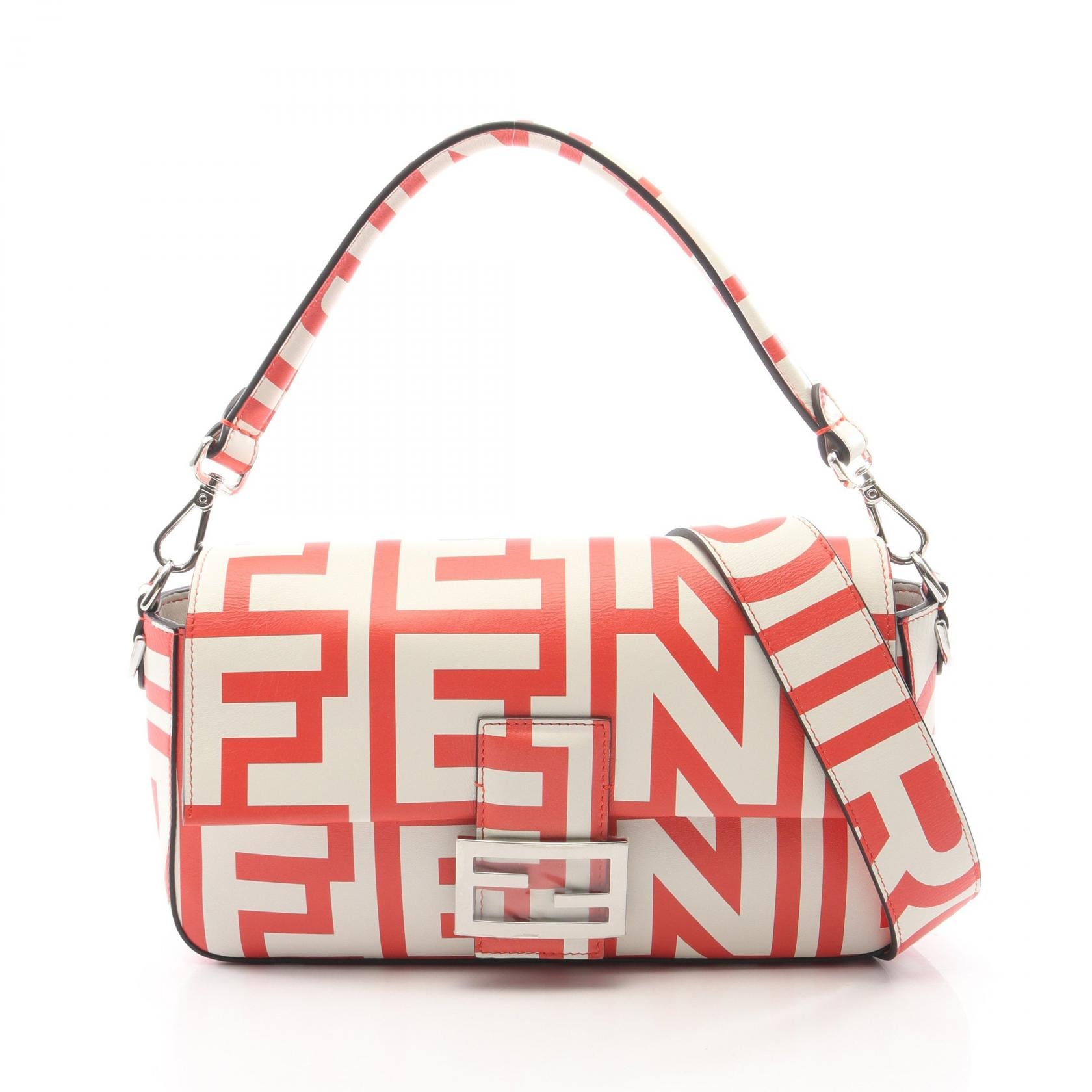フェンディ FENDI FENDI × MARC JACOB マンマバケット 2WAY ハンドバッグ バッグ レザー レディース ホワイト系 / レッド系 【中古】